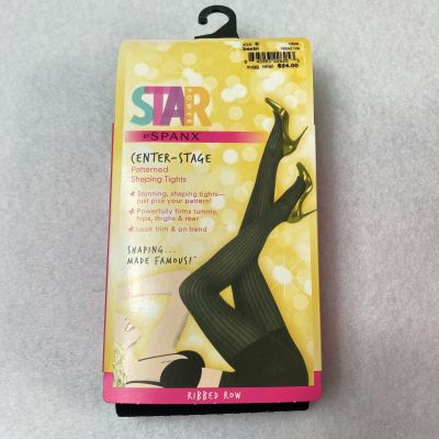 Star Power By Spanx Women's Size E Black Ribbed Row Shaping Tights Shapewear NWT